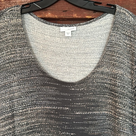 J. Jill Purejill gray pattern scoop neckline short sleeve stretch jersey midi. - Picture 2 of 5